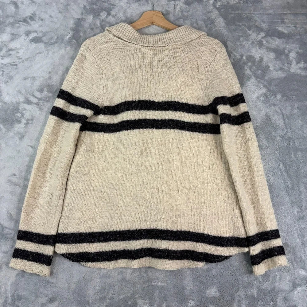 FREE PEOPLE Earned Stripes WOOL Sweater Peacoat Button Jacket Size Small